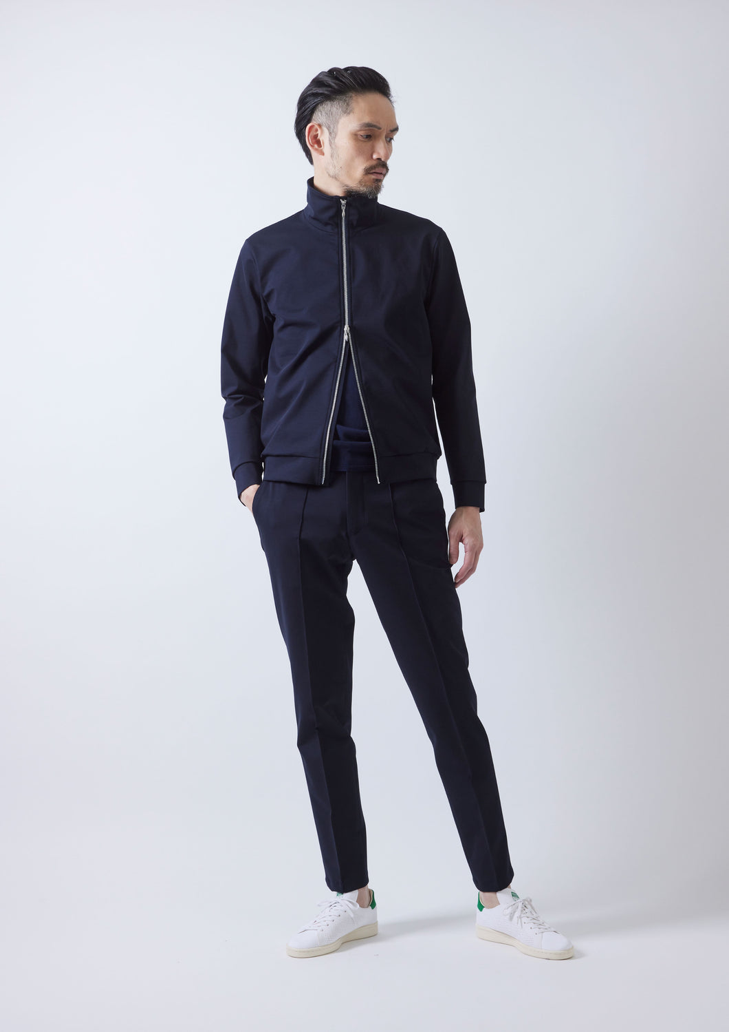 TCR2410502-39 Compressed cotton jersey double zip jacket